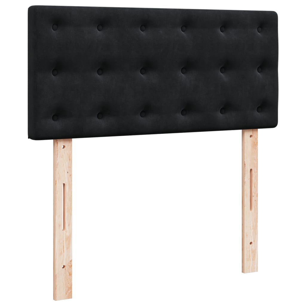 Pat box spring cu saltea, negru, 90x190 cm, catifea GartenMobel Dekor