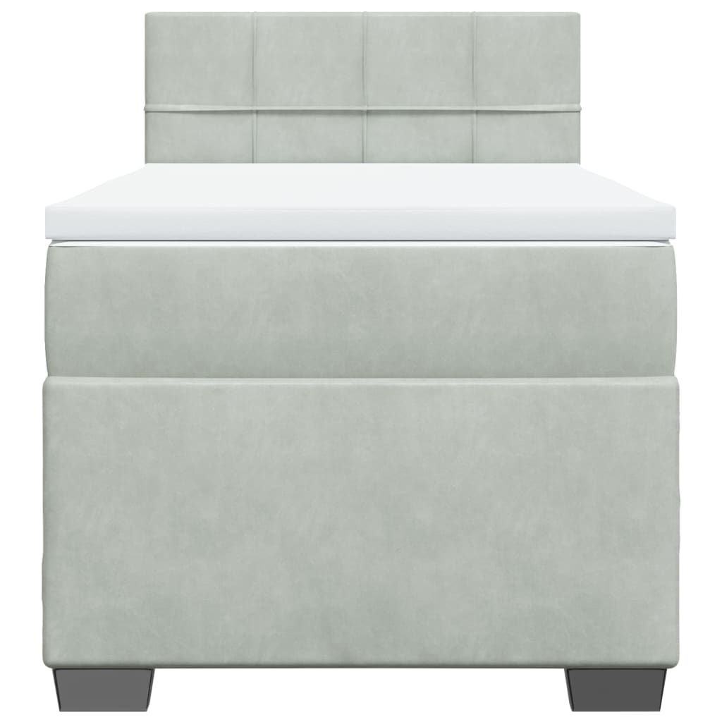 Pat continental cu saltea, gri deschis, 80x200 cm, catifea GartenMobel Dekor