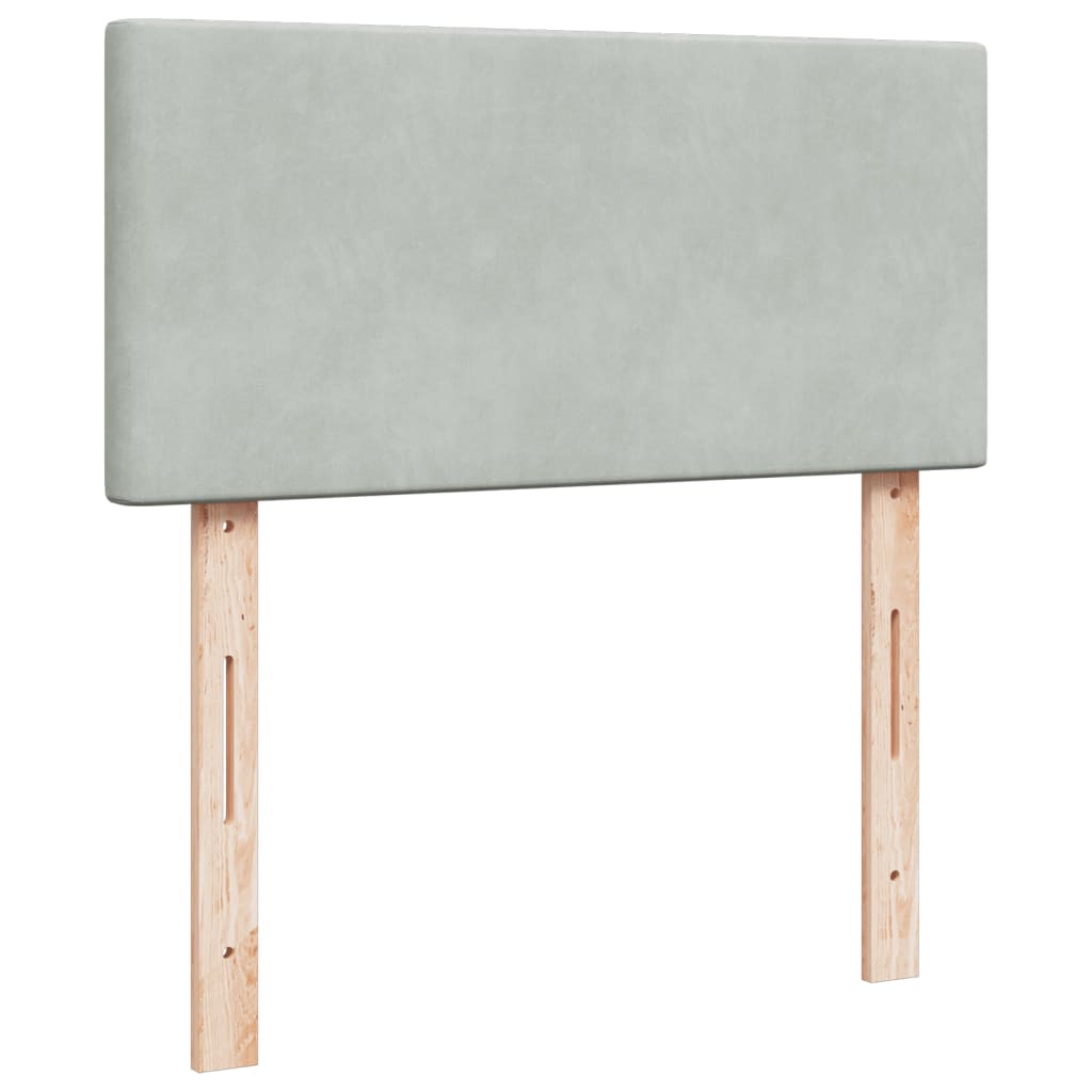 Pat continental cu saltea, gri deschis, 80x200 cm, catifea GartenMobel Dekor