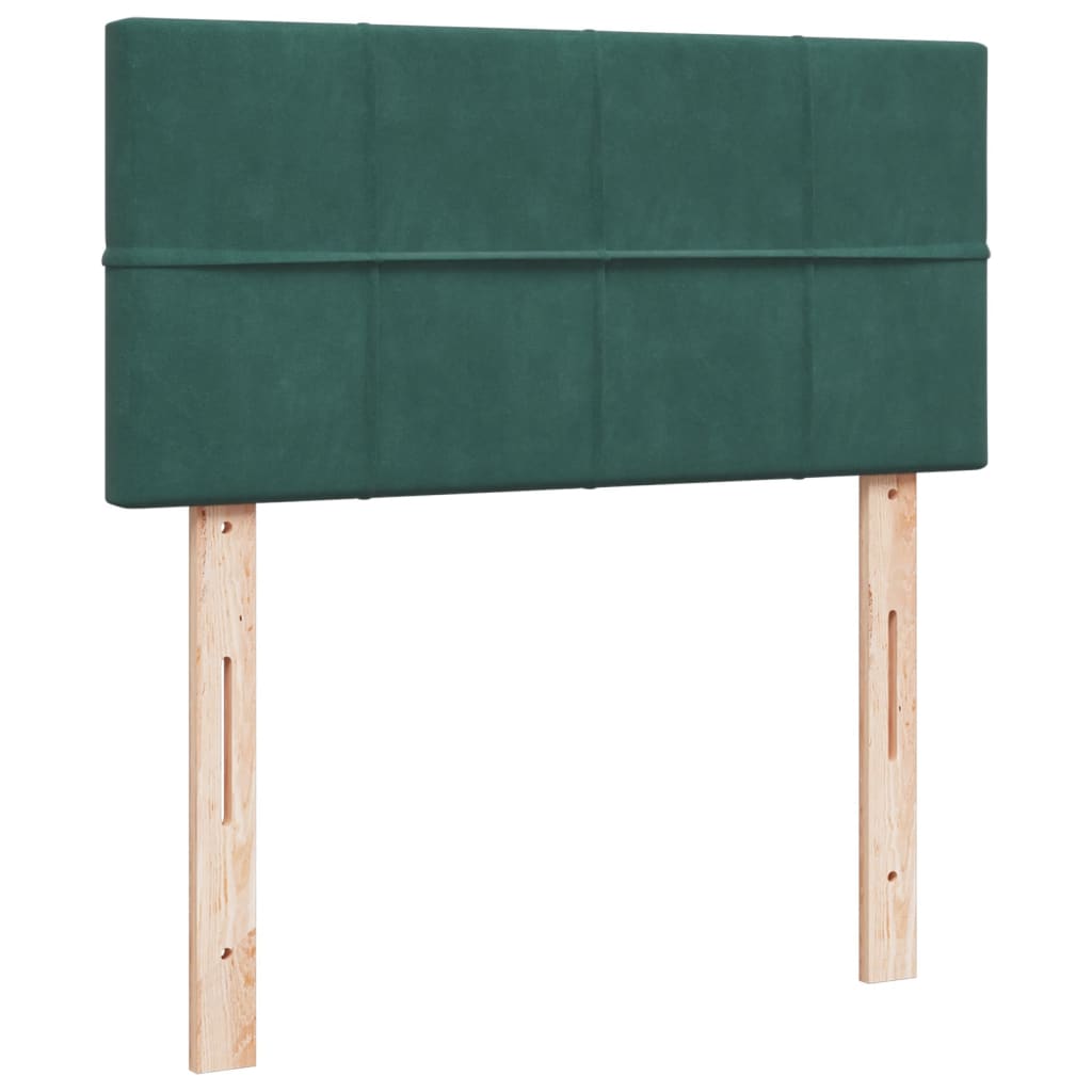 Pat box spring cu saltea, verde închis, 90x190 cm, catifea GartenMobel Dekor