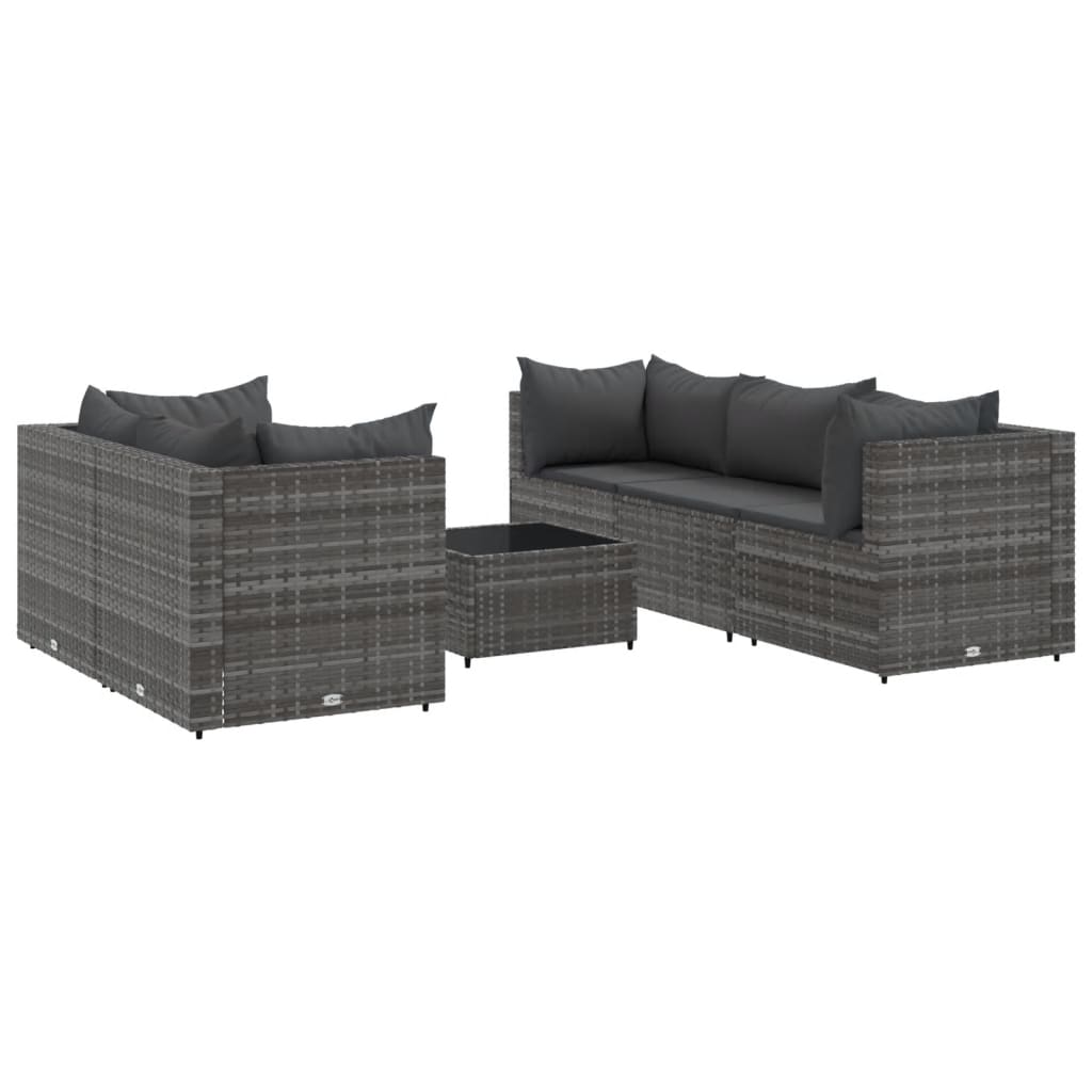 Set mobilier de grădină cu perne, 6 piese, gri, poliratan GartenMobel Dekor
