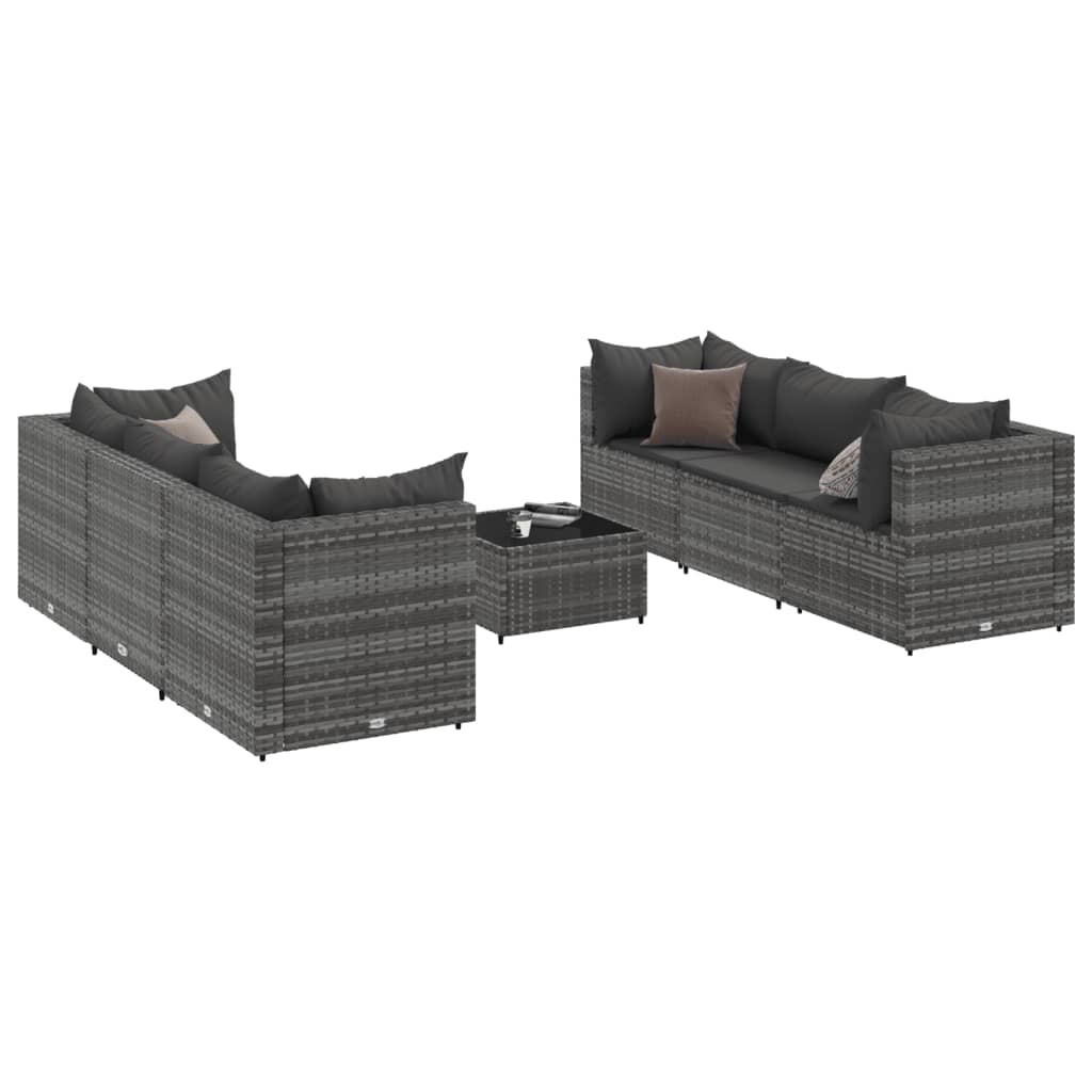 Set mobilier de grădină cu perne, 7 piese, gri, poliratan GartenMobel Dekor