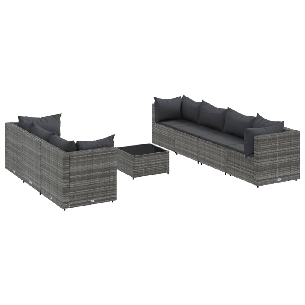 Set mobilier de grădină cu perne, 8 piese, gri, poliratan GartenMobel Dekor