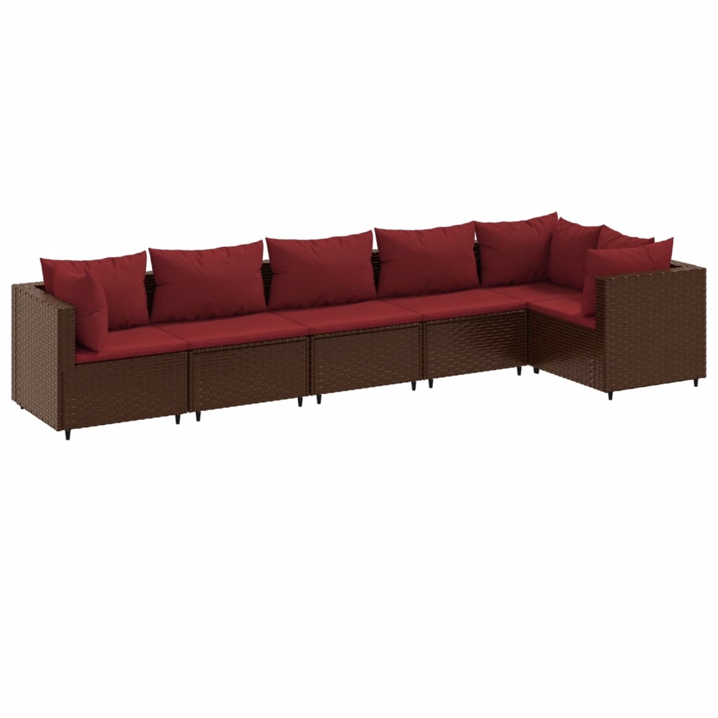 Set mobilier de grădină cu perne, 6 piese, maro, poliratan GartenMobel Dekor