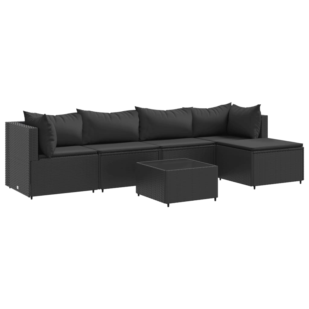 Set mobilier de grădină cu perne, 6 piese, negru, poliratan GartenMobel Dekor