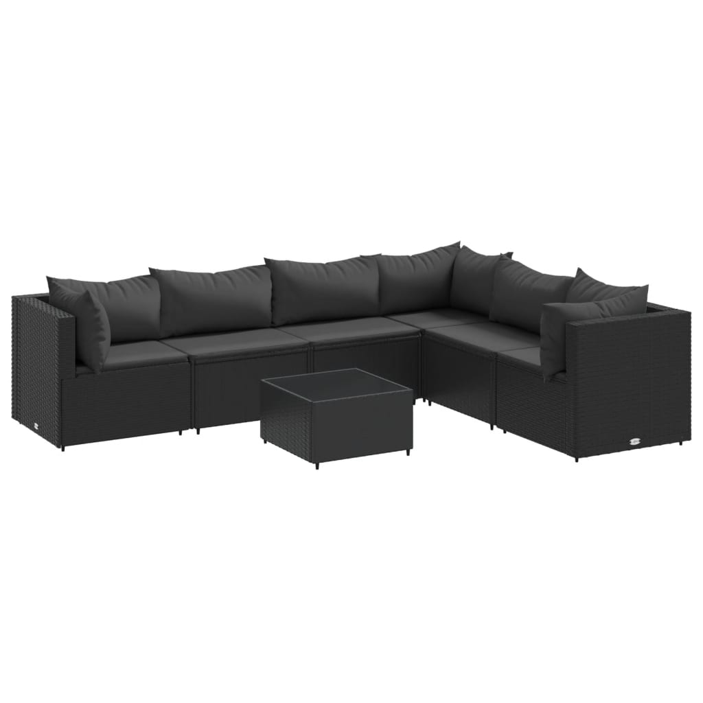 Set mobilier de grădină cu perne, 7 piese, negru, poliratan GartenMobel Dekor