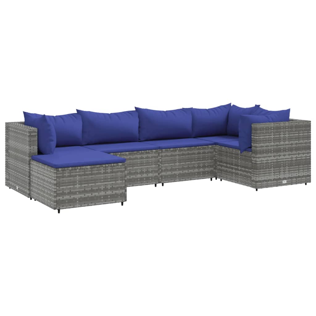 Set mobilier de grădină cu perne, 6 piese, gri, poliratan GartenMobel Dekor