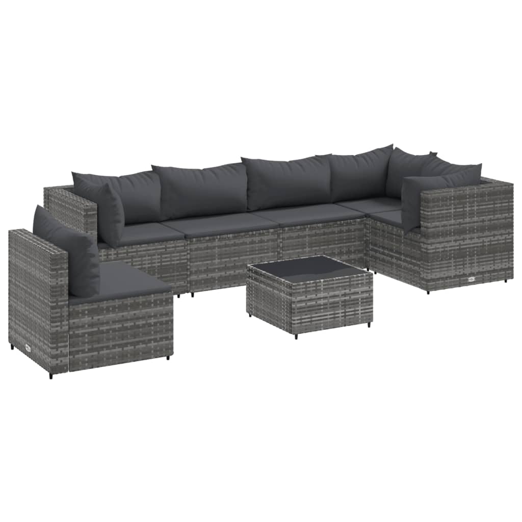 Set mobilier de grădină cu perne, 7 piese, gri, poliratan GartenMobel Dekor