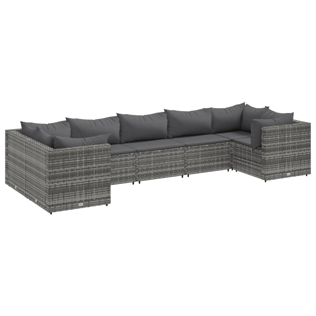 Set mobilier de grădină cu perne, 7 piese, gri, poliratan GartenMobel Dekor