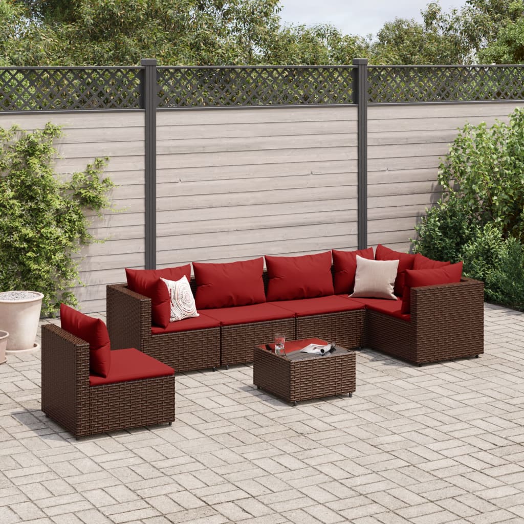 Set mobilier de grădină cu perne, 7 piese, maro, poliratan GartenMobel Dekor