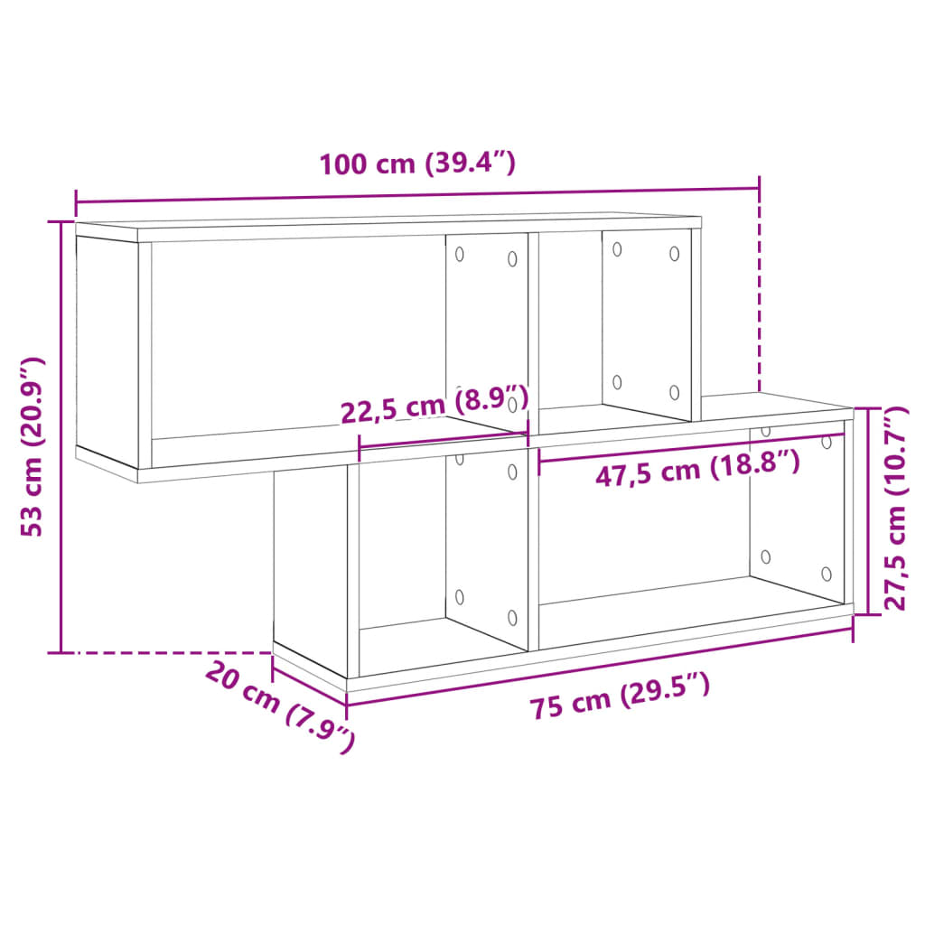 Raft de perete, gri beton, 100x20x53 cm , lemn prelucrat GartenMobel Dekor