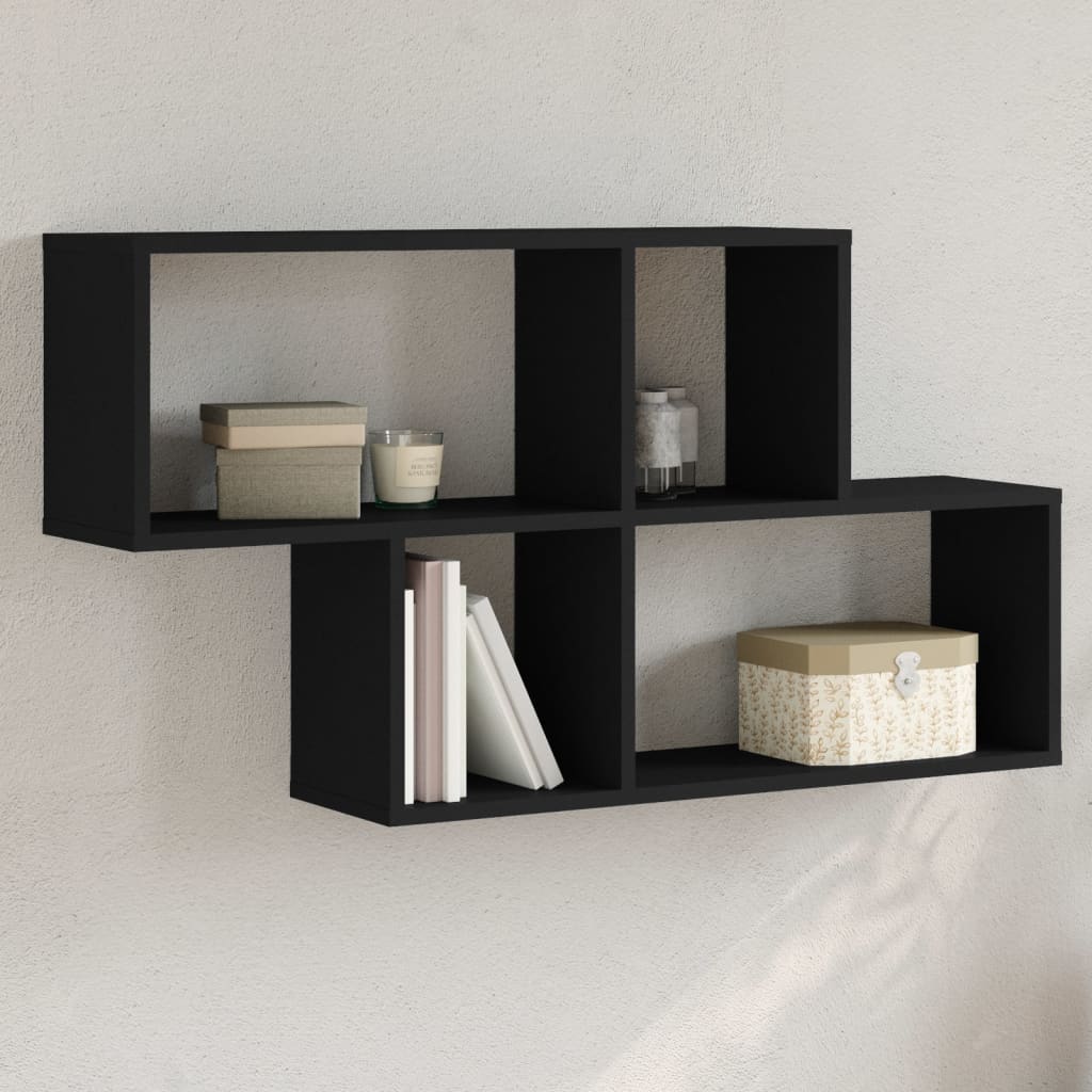 Raft de perete, negru, 100x20x53 cm, lemn prelucrat GartenMobel Dekor