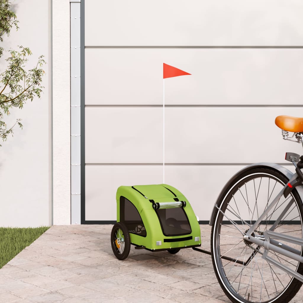Remorcă de bicicletă animale companie, verde textil oxford/fier GartenMobel Dekor