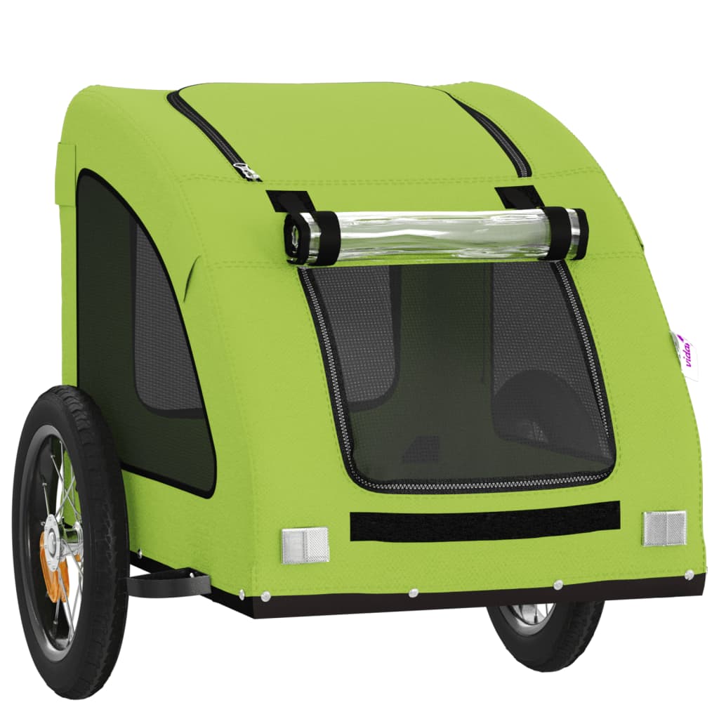 Remorcă de bicicletă animale companie, verde textil oxford/fier GartenMobel Dekor