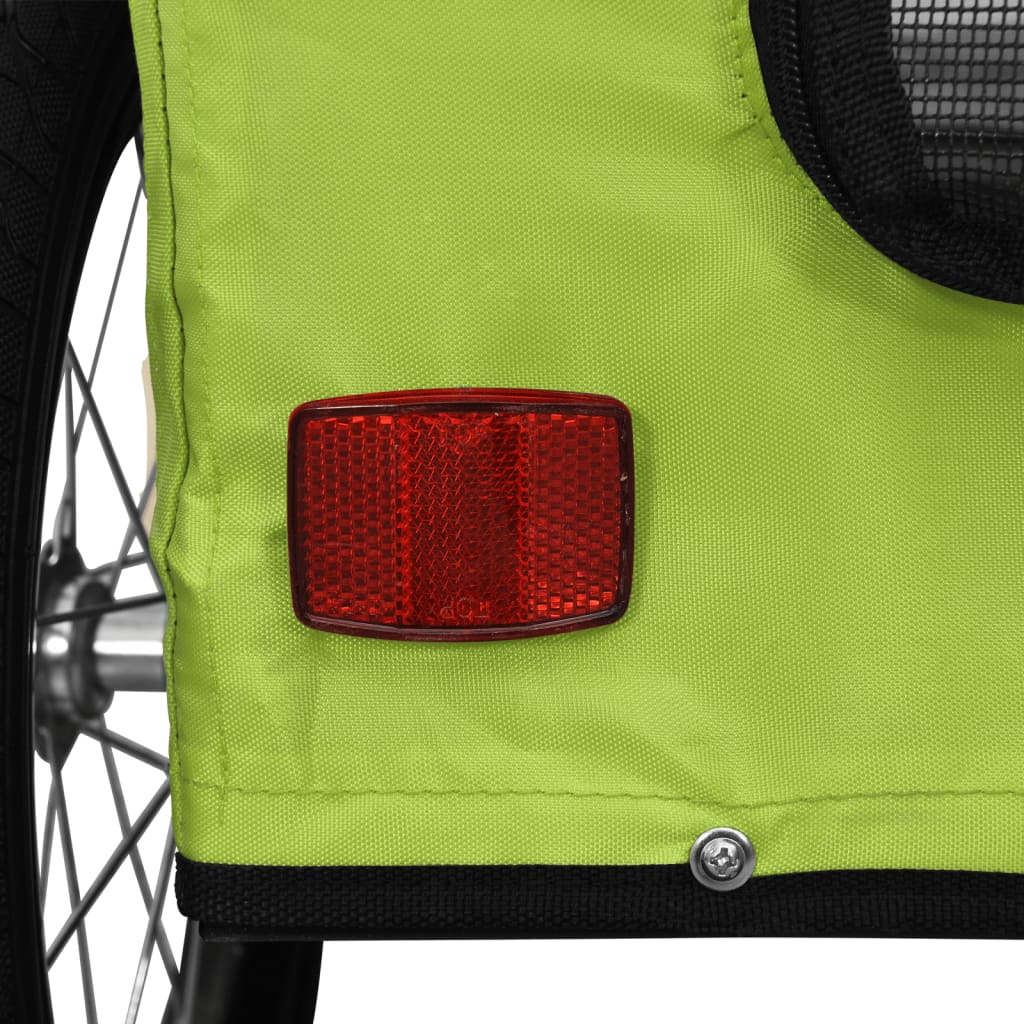 Remorcă de bicicletă animale companie, verde textil oxford/fier GartenMobel Dekor