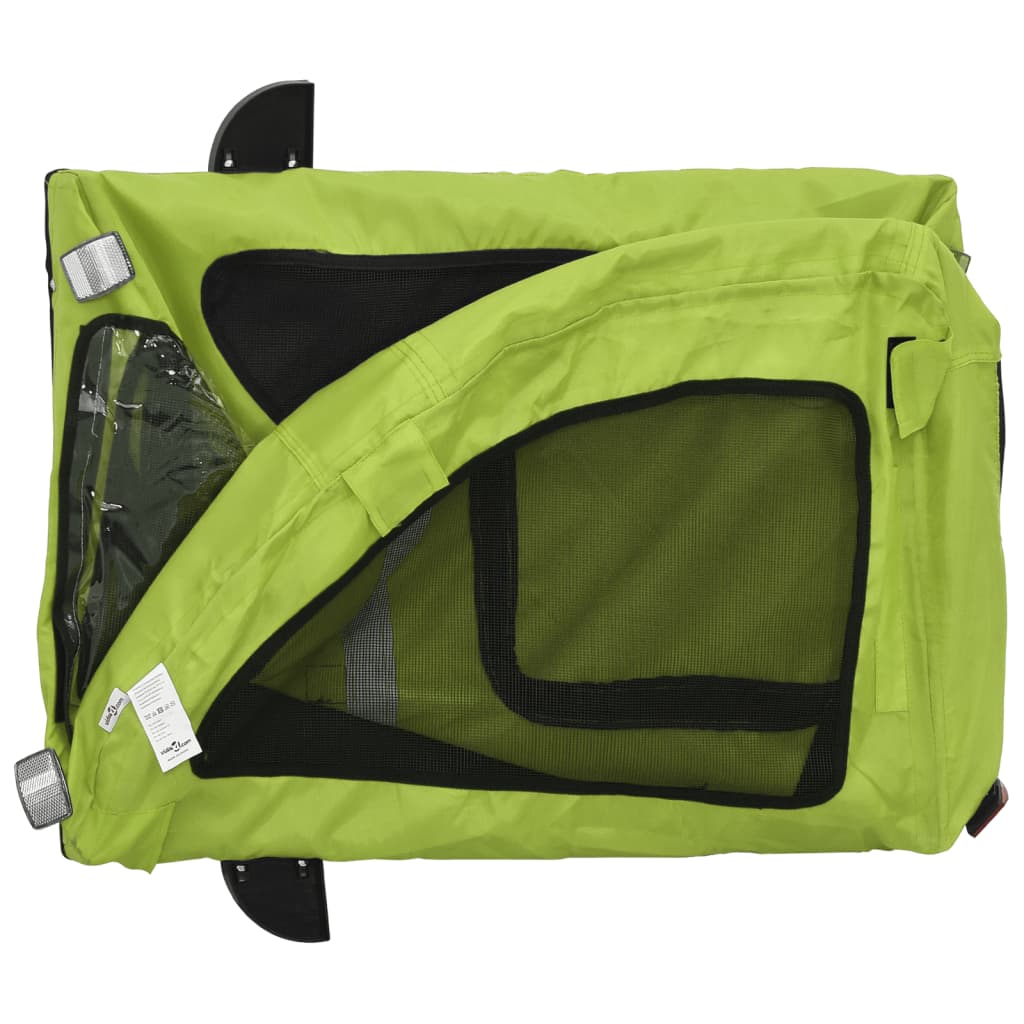 Remorcă de bicicletă animale companie, verde textil oxford/fier GartenMobel Dekor