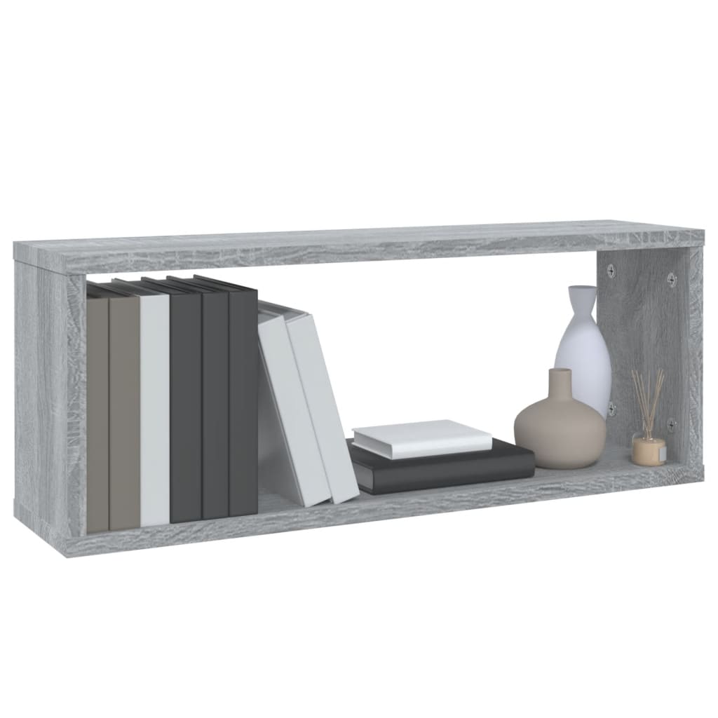 Rafturi de perete cub, 4 buc., gri sonoma, 60x15x23 cm, lemn GartenMobel Dekor