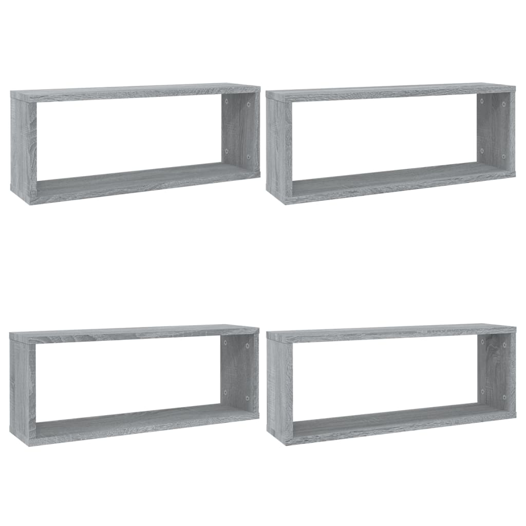 Rafturi de perete cub, 4 buc., gri sonoma, 60x15x23 cm, lemn GartenMobel Dekor