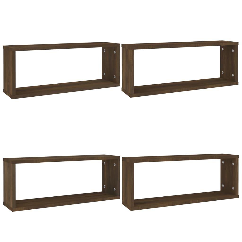 Rafturi de perete cub, 4 buc., stejar maro, 60x15x23 cm, lemn GartenMobel Dekor