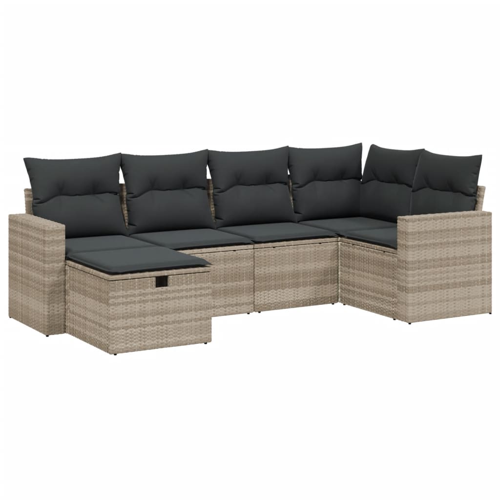 Set canapele de grădină cu perne, 6 piese gri deschis poliratan GartenMobel Dekor