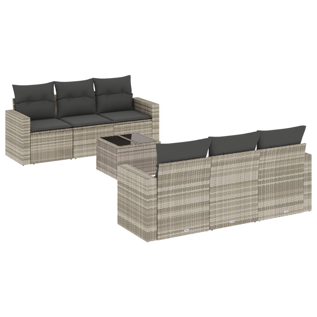Set canapele de grădină cu perne, 7piese gri deschis poliratan GartenMobel Dekor