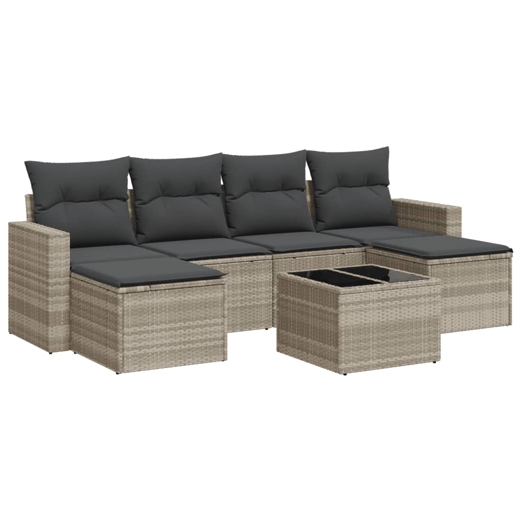 Set canapele de grădină cu perne, 7piese gri deschis poliratan GartenMobel Dekor