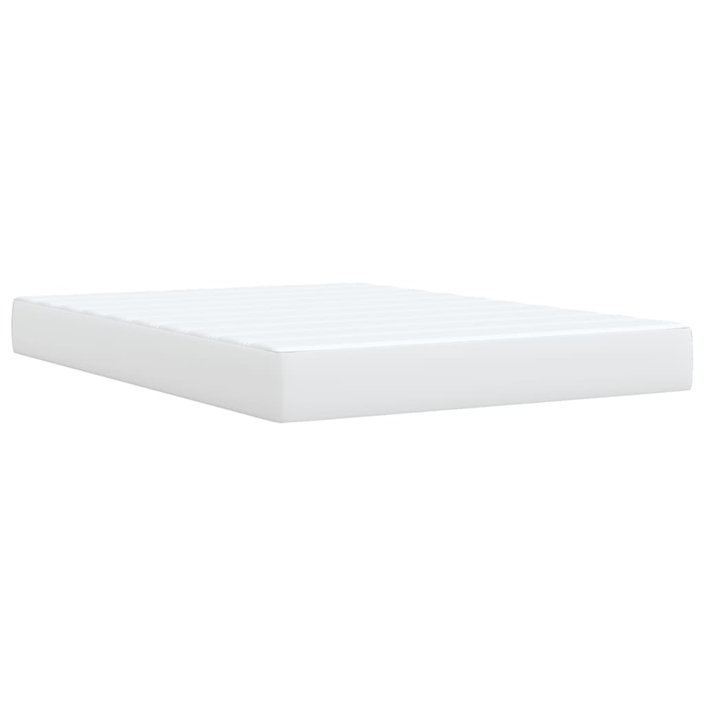 Pat box spring cu saltea, alb, 140x200 cm, piele ecologică GartenMobel Dekor