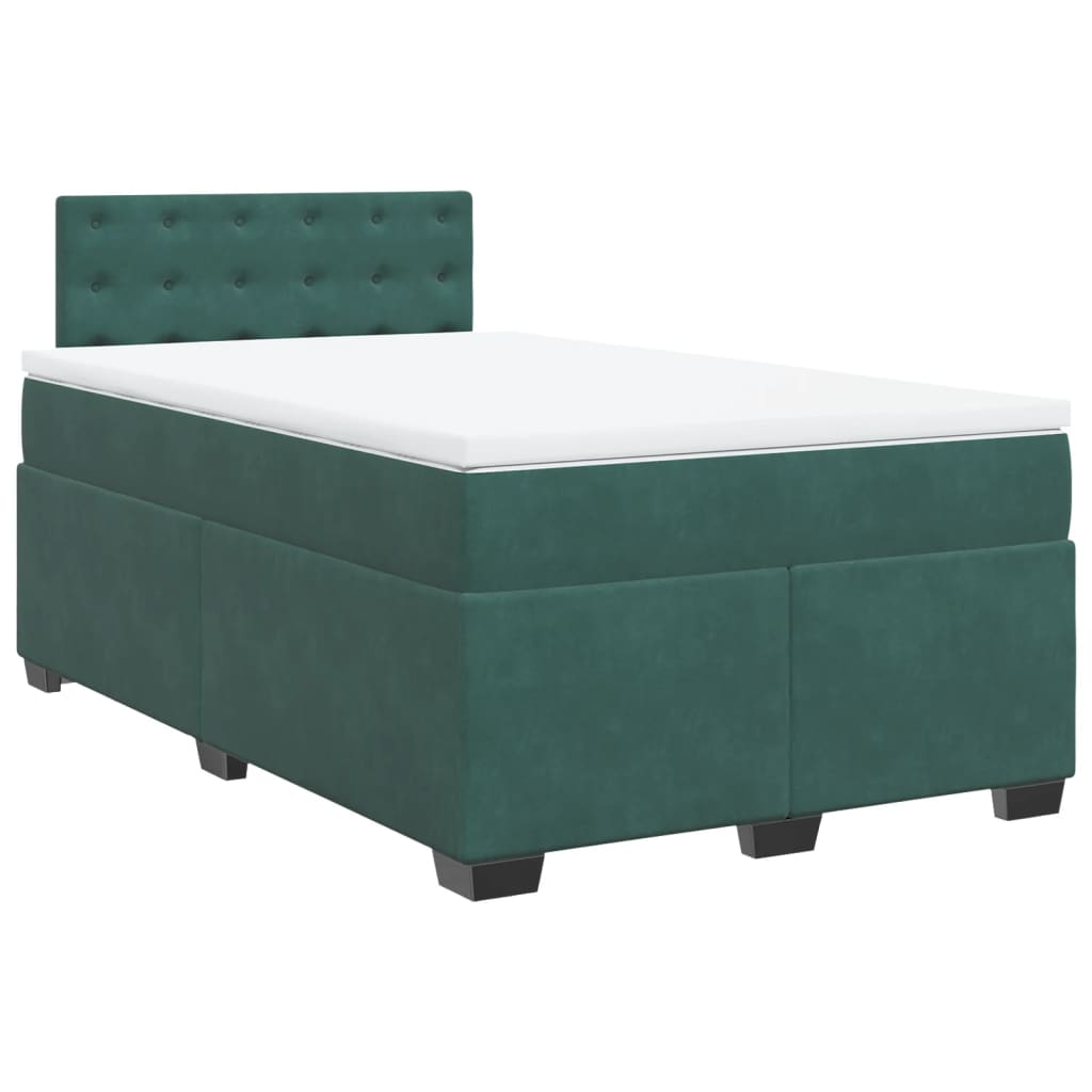 Pat box spring cu saltea, verde închis, 120x190 cm, catifea GartenMobel Dekor