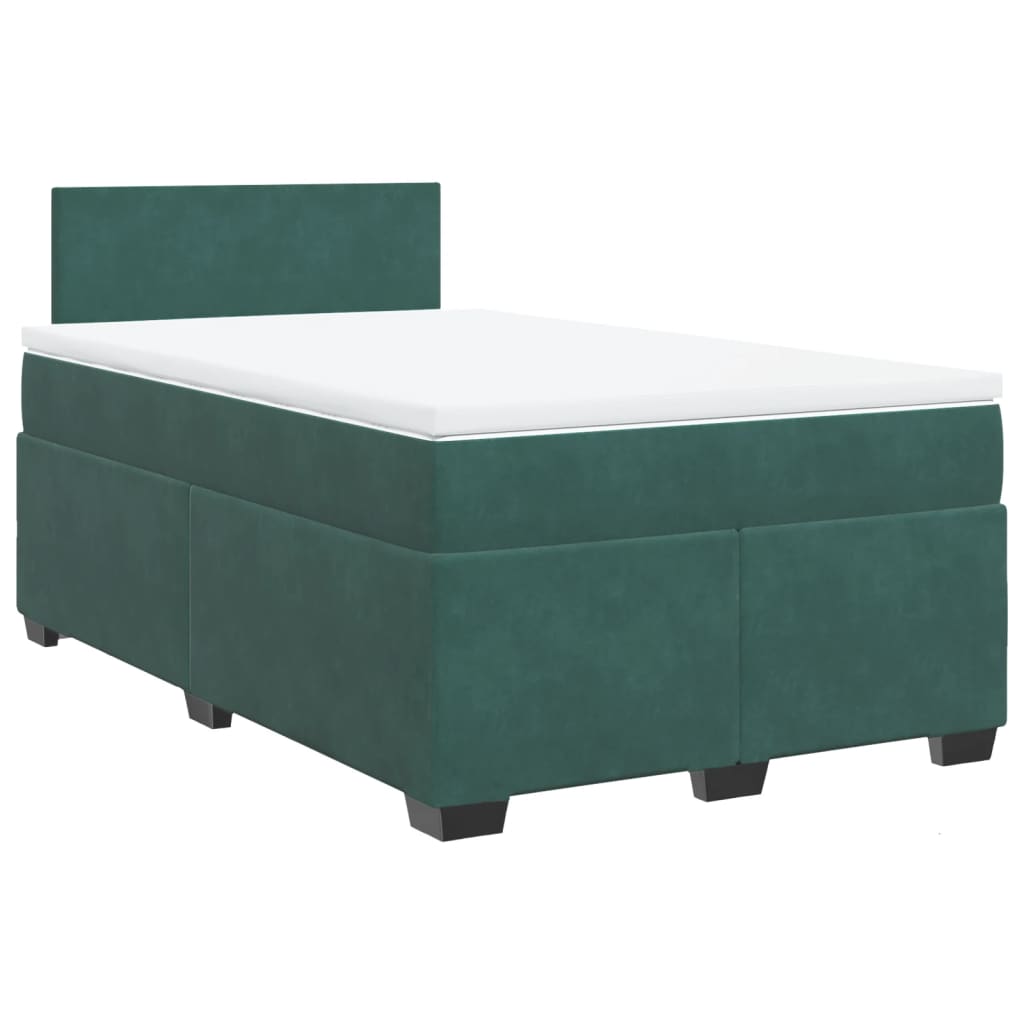 Pat box spring cu saltea, verde închis, 120x190 cm, catifea GartenMobel Dekor