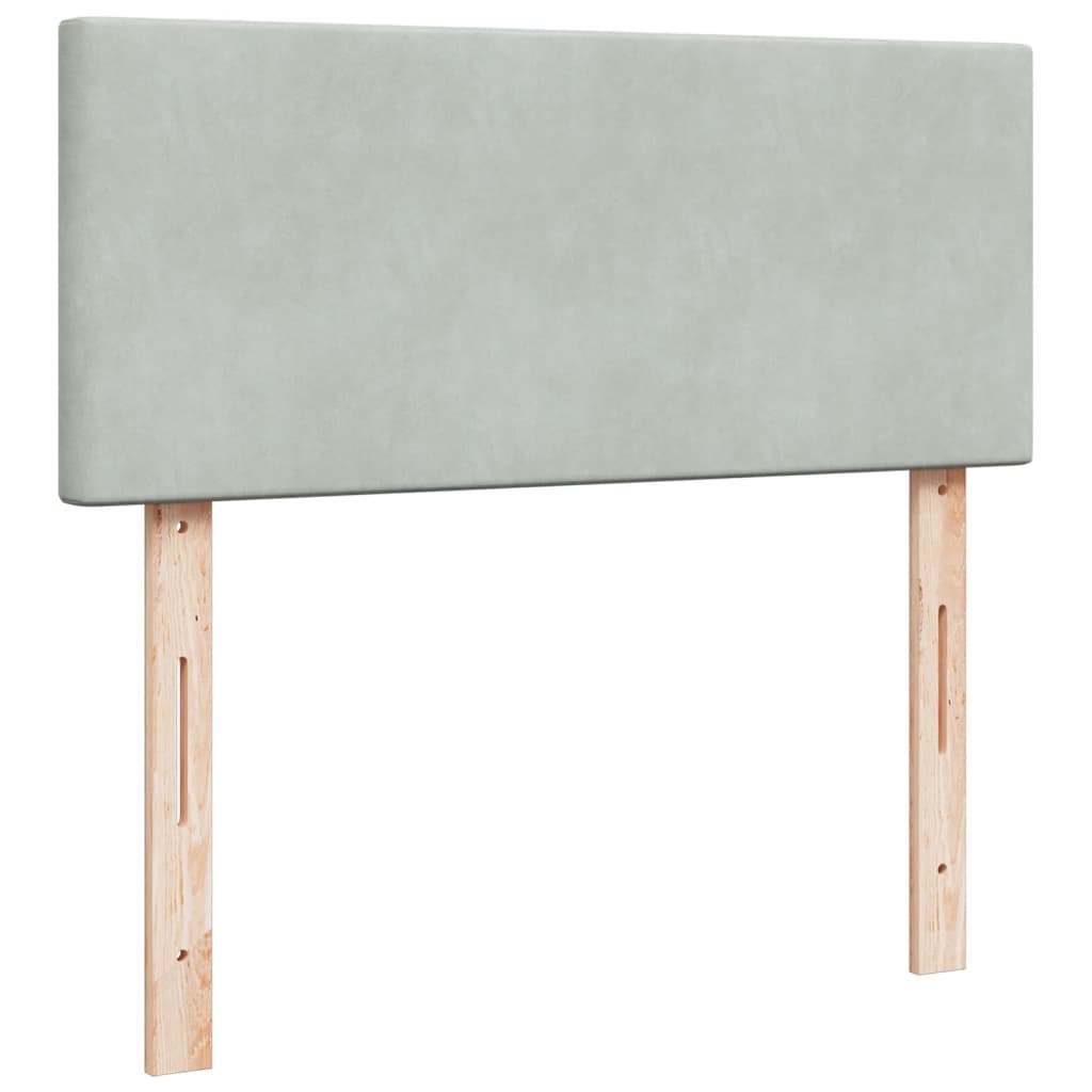 Pat continental cu saltea, gri deschis, 120x200 cm, catifea GartenMobel Dekor