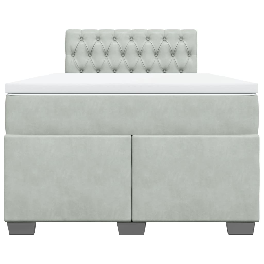 Pat continental cu saltea, gri deschis, 120x200 cm, catifea GartenMobel Dekor