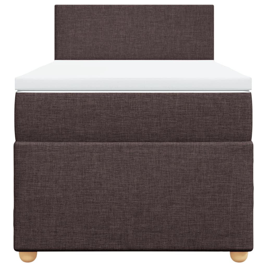 Pat box spring cu saltea, maro închis, 100x200 cm, textil GartenMobel Dekor