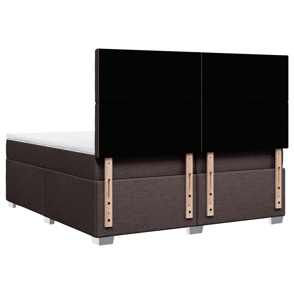 Pat box spring cu saltea, maro închis, 200x200 cm, textil GartenMobel Dekor
