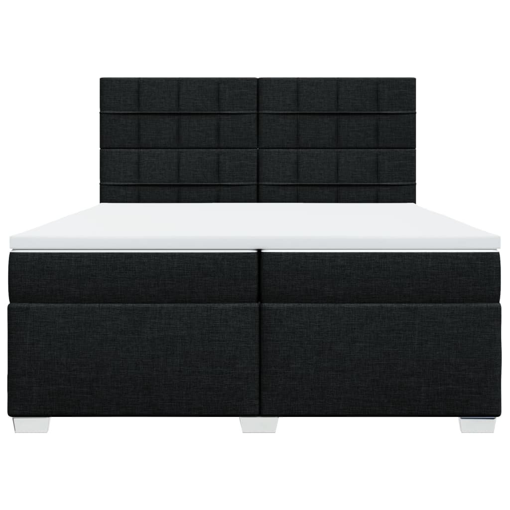 Pat box spring cu saltea, negru, 200x200 cm, textil GartenMobel Dekor