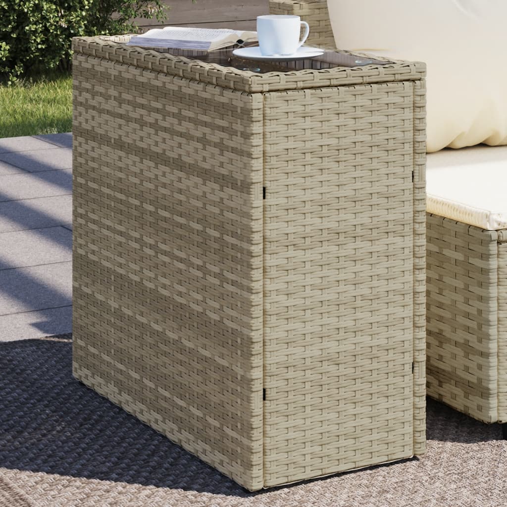 Masă laterală grădină, blat sticlă, gri 58x27,5x55 cm poliratan GartenMobel Dekor