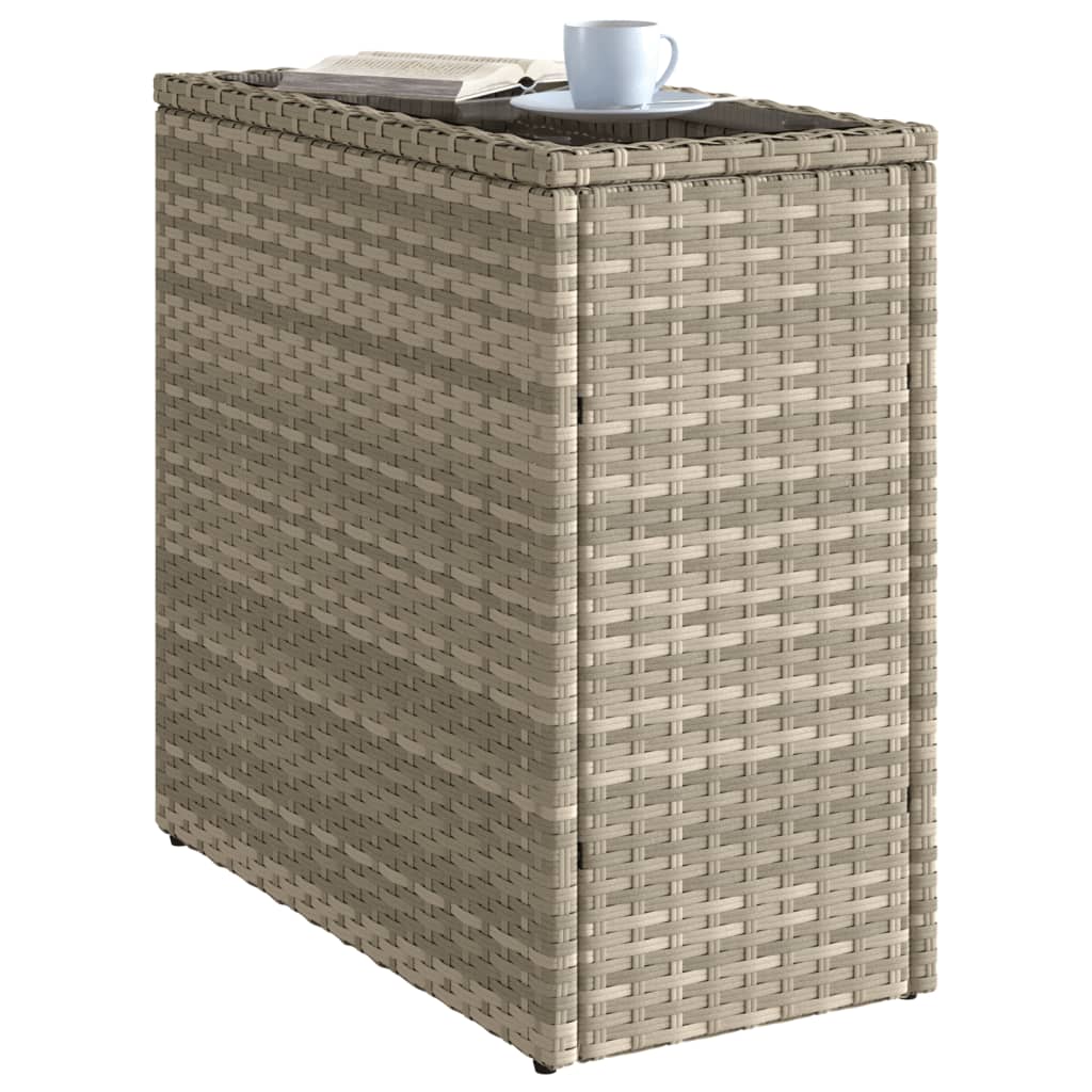 Masă laterală grădină, blat sticlă, gri 58x27,5x55 cm poliratan GartenMobel Dekor