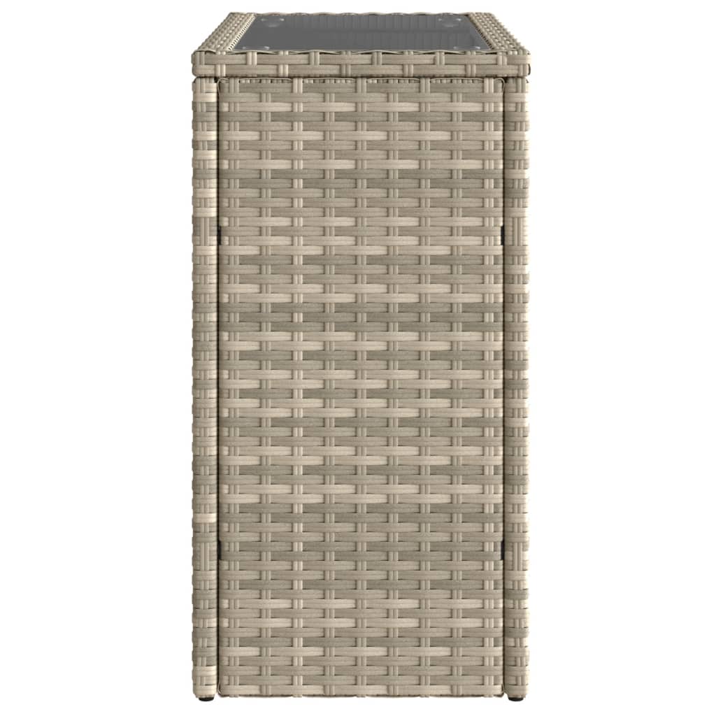 Masă laterală grădină, blat sticlă, gri 58x27,5x55 cm poliratan GartenMobel Dekor