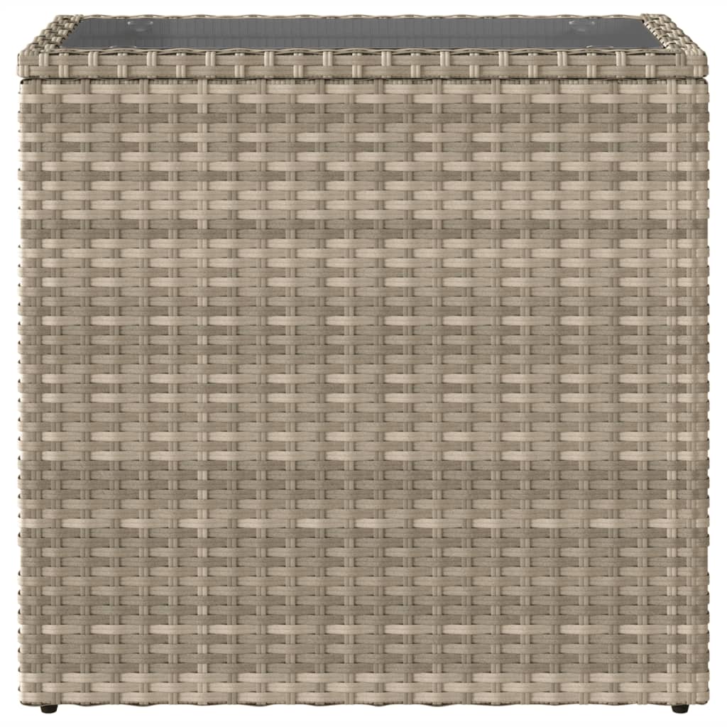 Masă laterală grădină, blat sticlă, gri 58x27,5x55 cm poliratan GartenMobel Dekor