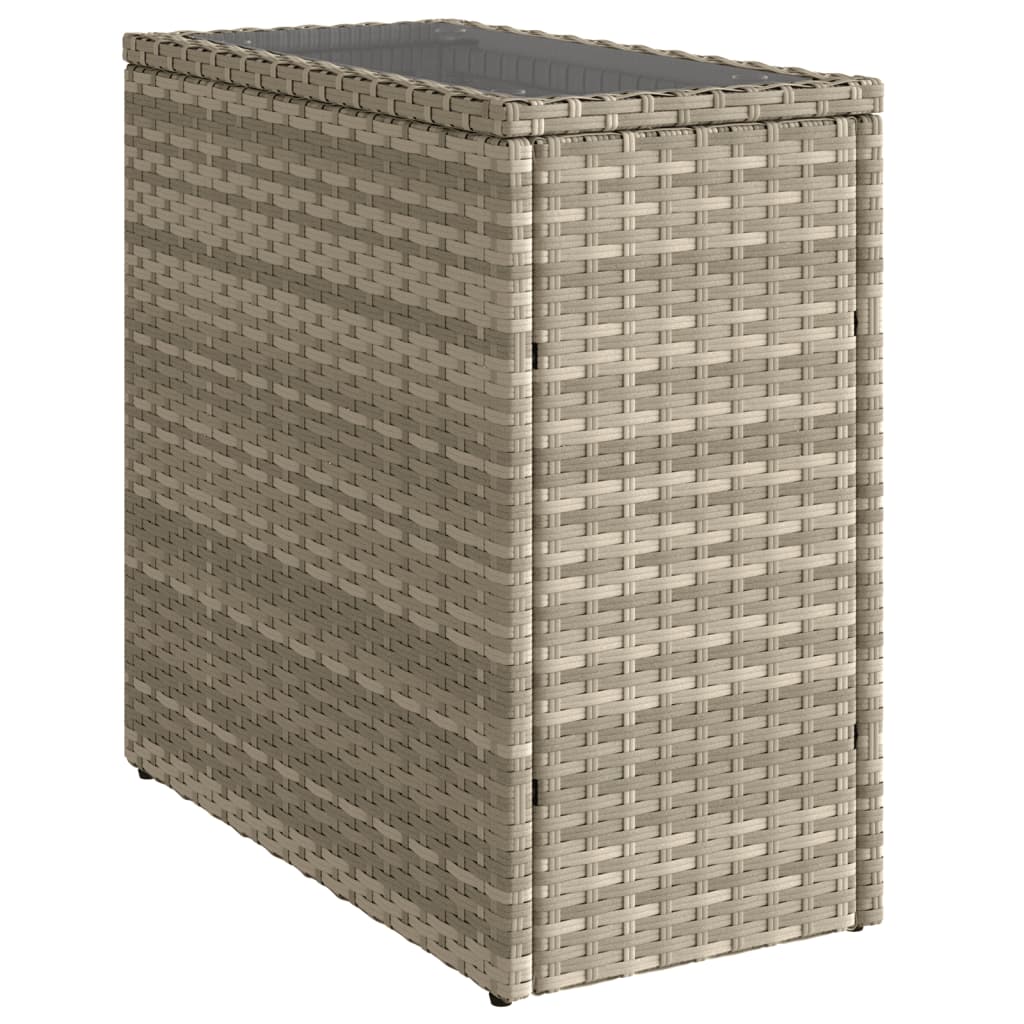 Masă laterală grădină, blat sticlă, gri 58x27,5x55 cm poliratan GartenMobel Dekor