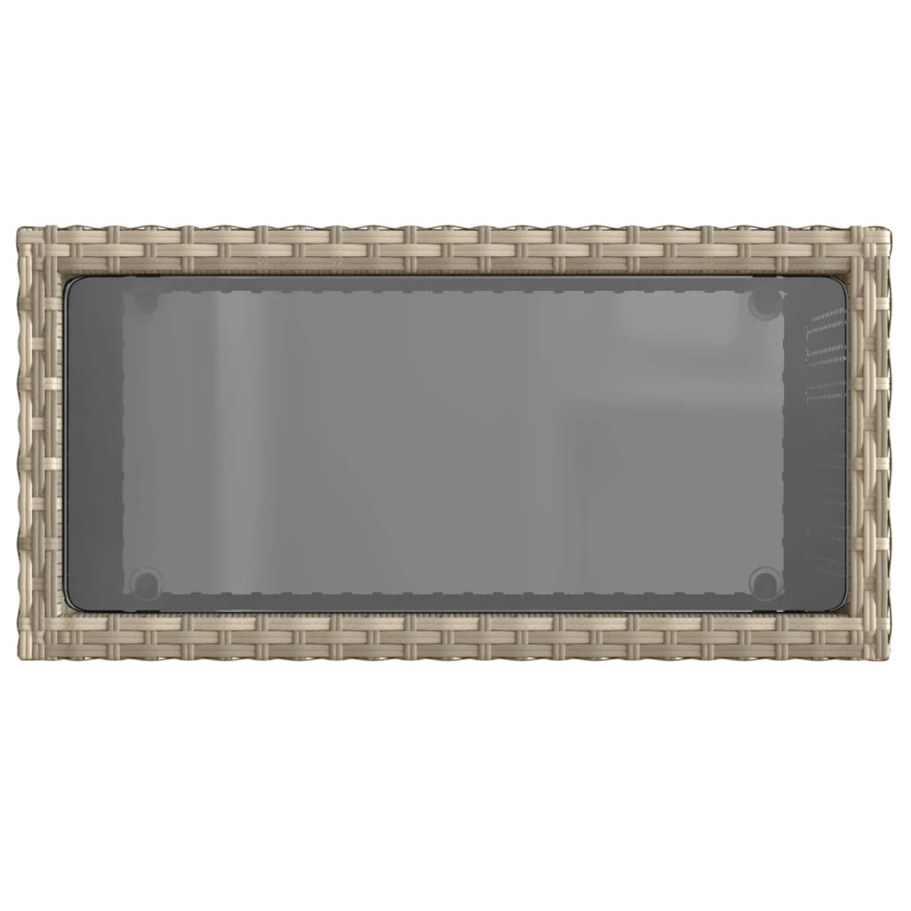 Masă laterală grădină, blat sticlă, gri 58x27,5x55 cm poliratan GartenMobel Dekor
