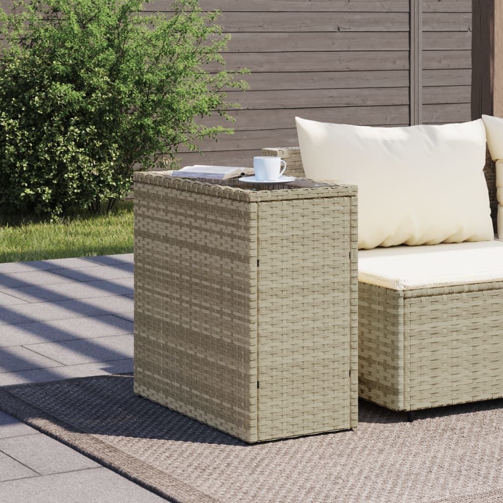 Masă laterală grădină, blat sticlă, gri 58x27,5x55 cm poliratan GartenMobel Dekor