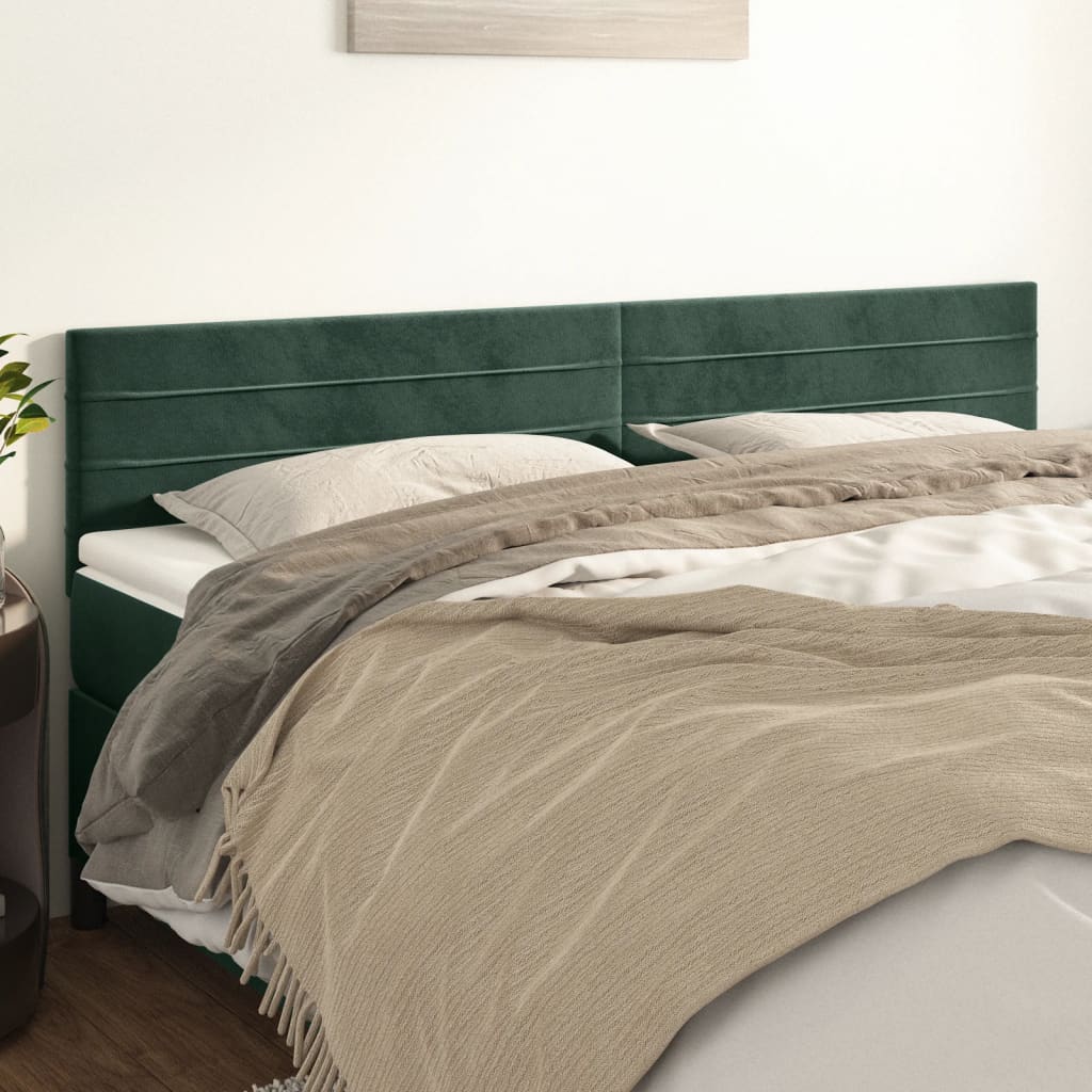 Tăblii de pat, 2 buc, verde închis, 90x5x78/88 cm, catifea GartenMobel Dekor