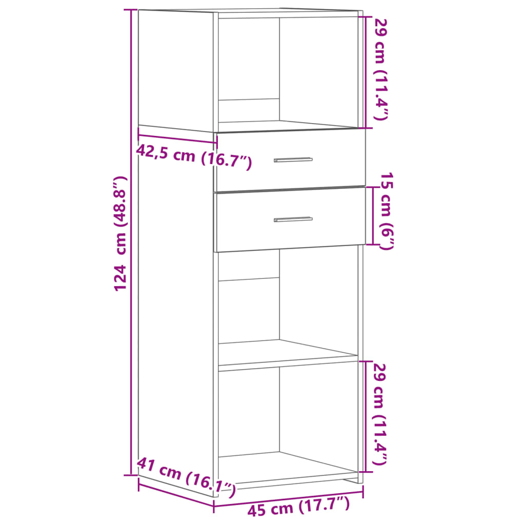 Dulap înalt, gri beton, 45x42,5x124 cm, lemn prelucrat GartenMobel Dekor