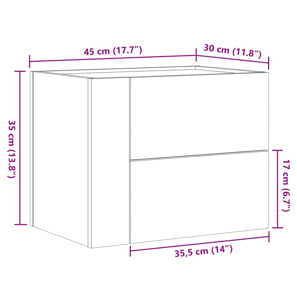 Noptieră de perete, gri beton, 45x30x35 cm GartenMobel Dekor