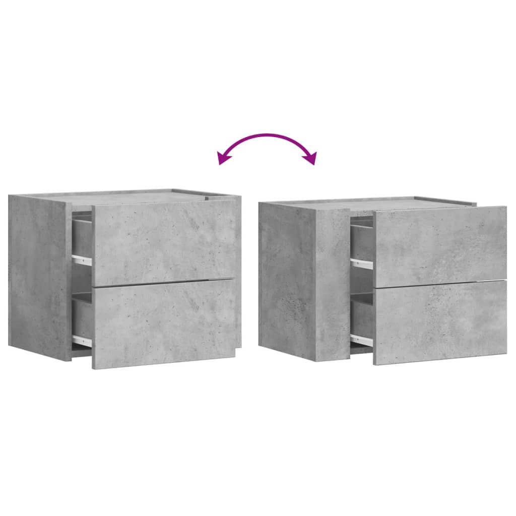 Noptiere de perete, 2 buc., gri beton, 45x30x35 cm GartenMobel Dekor