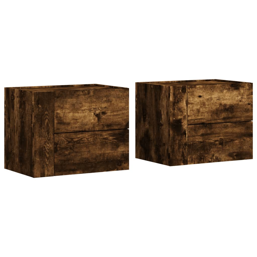 Noptiere de perete, 2 buc., stejar fumuriu, 45x30x35 cm GartenMobel Dekor