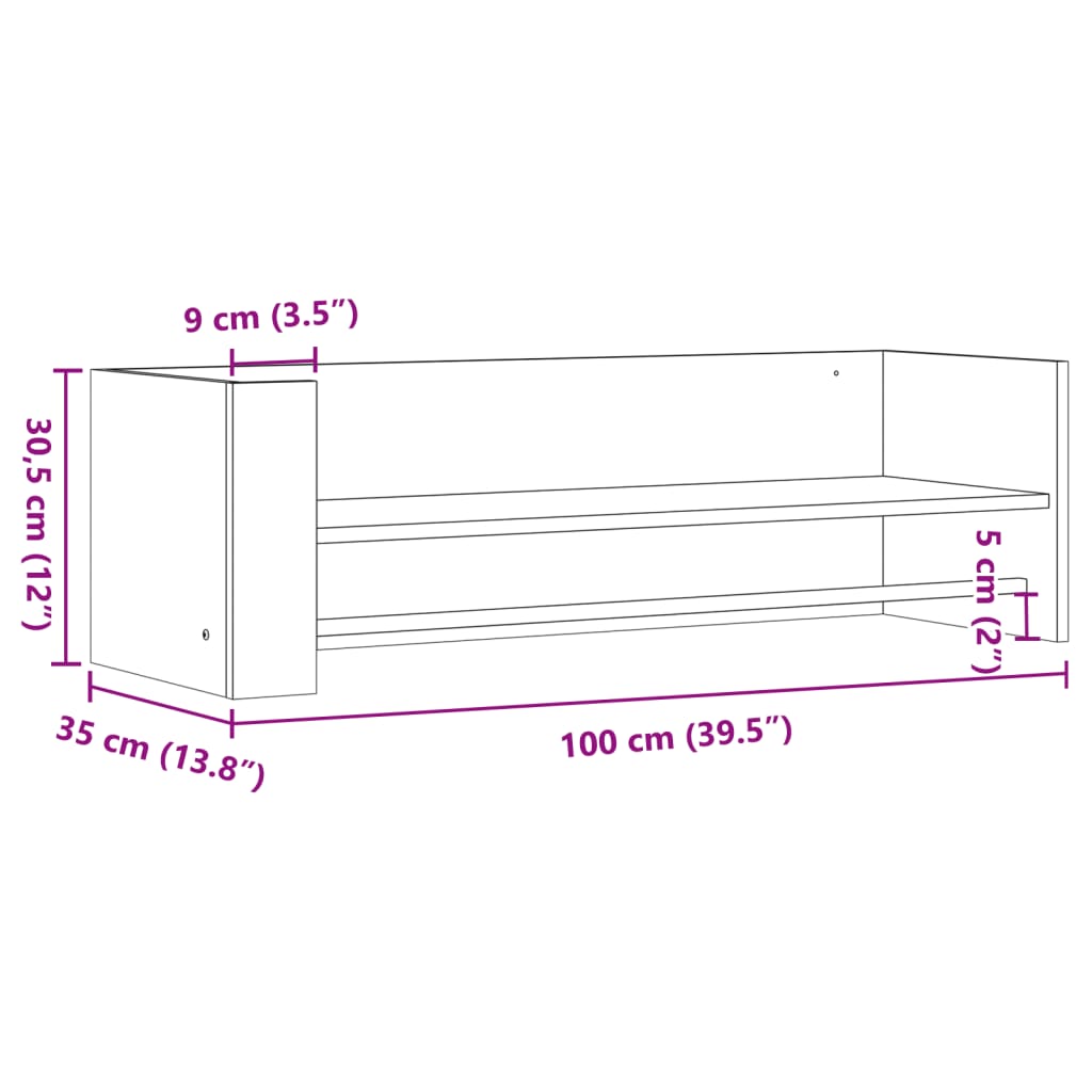 Raft de perete, alb, 100x35x30,5 cm, lemn prelucrat GartenMobel Dekor
