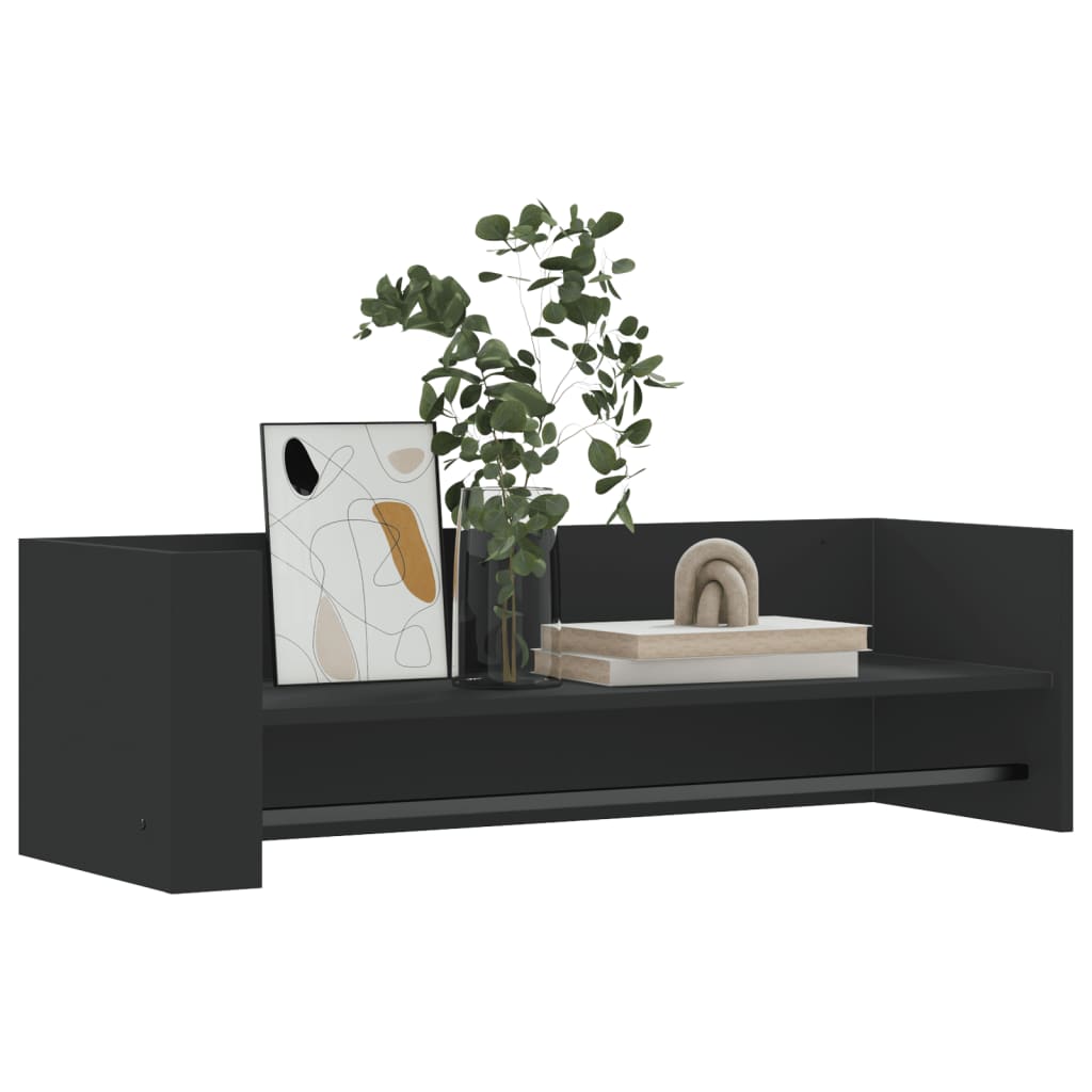 Raft de perete, negru, 100x35x30,5 cm, lemn prelucrat GartenMobel Dekor