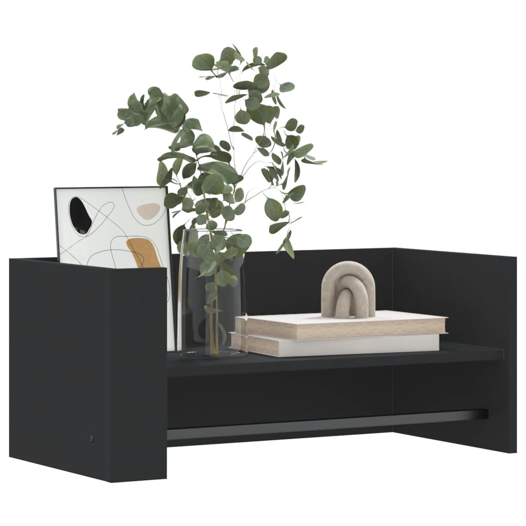 Raft de perete, negru, 70,5x35x30,5 cm, lemn prelucrat GartenMobel Dekor