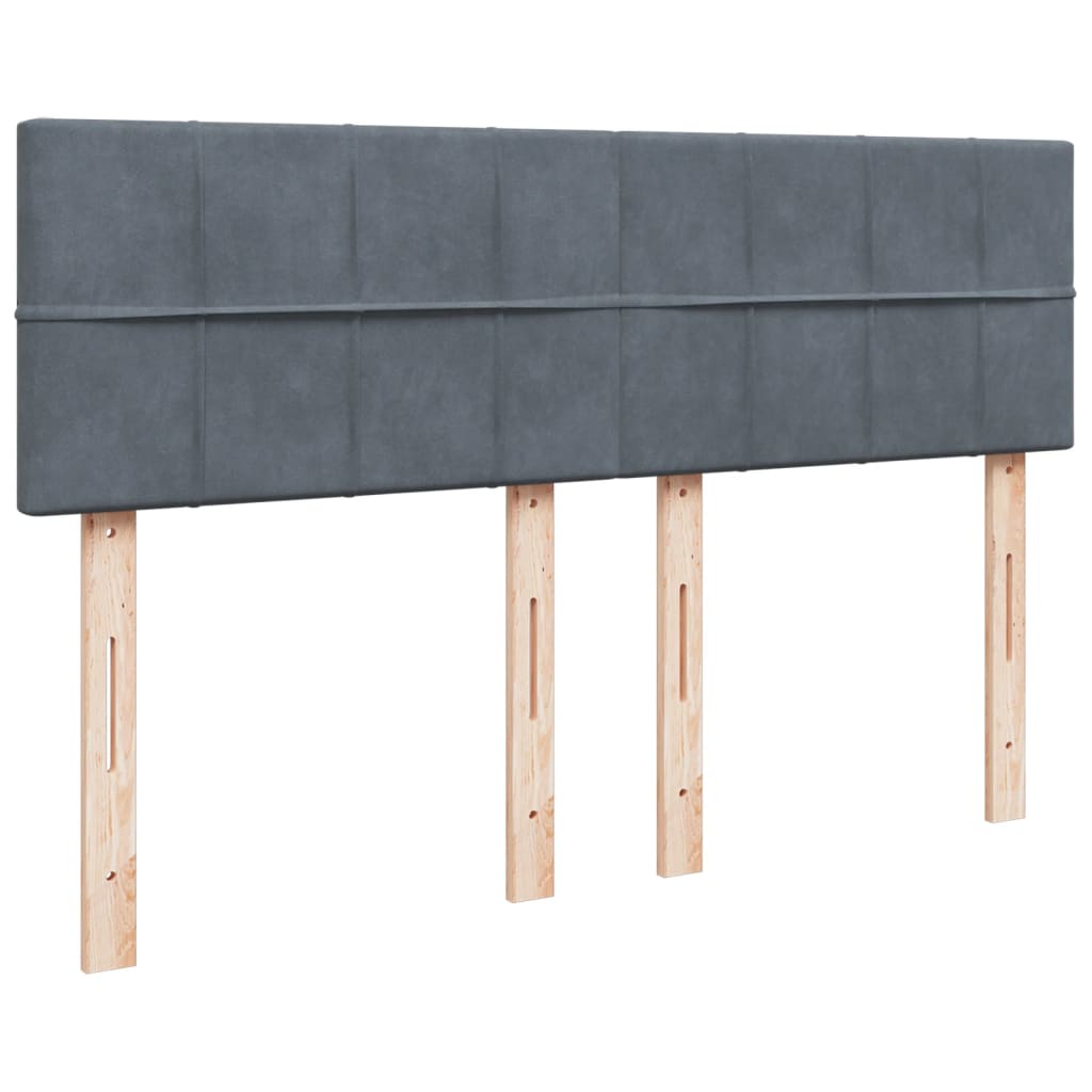 Pat box spring cu saltea, gri închis, 140x200 cm, catifea GartenMobel Dekor